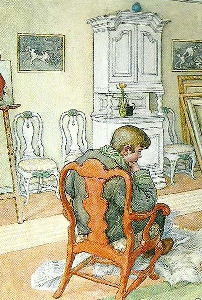 Carl Larsson Esbjorn i nattrock-Esbjorn som konvalescent